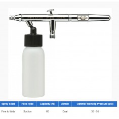 Eclipse Siphon Feed Dual Action Airbrush with 60ml Bottle