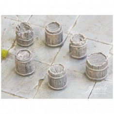 1/45 1/50 Old Wood Barrels #Dark (12pcs)