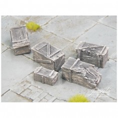 1/45 1/50 Old Wood Boxes #Small #Dark (10pcs)