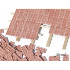 1/45 1/50 Roof Tiles "Heart Bricks", Medium Red, 1080x