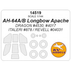 1/144 AH-64B Longbow Apache Masks for Dragon/Italeri/Revell (canopies and wheels)
