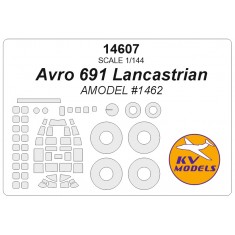 1/144 Avro 691 Lancastrian Masks for Amodel #1462 (canopies and wheels)