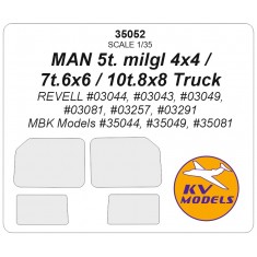 1/35 MAN 5t. milgl 4x4 / 7t milgl 6x6 / 10t. milgl 8x8 Truck Window Masks for Revell