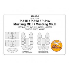 1/48 P-51B/A/C/Mustang Mk.II/III Double-sided Masking for ICM kits