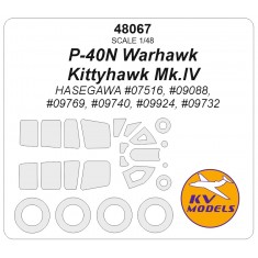 1/48 P-40N Warhawk/Kittyhawk Mk.IV Masks for Hasegawa (canopies and wheels)