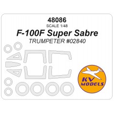 1/48 F-100F Super Sabre Masks for Trumpeter #02840 (canopies and wheels)