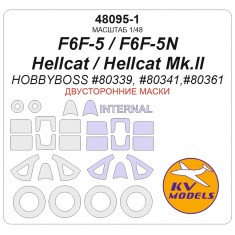 1/48 F6F-5 Hellcat Double-Sided Mask Set (Wheels Mask Incl.) for HobbyBoss Kits