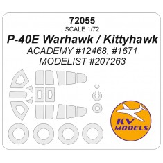 1/72 P-40E Warhawk/Kittyhawk Paint Masks for Academy #12468 #1671 / Modelist #207263