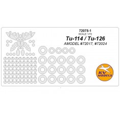 1/72 Tu-114/Tu-126 Masking w/Wheels Masks for Amodel #72017, #72024