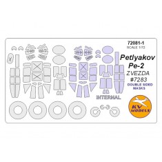 1/72 Petlyakov Pe-2 Double sided Masking w/Wheels Masks for Zvezda #7283