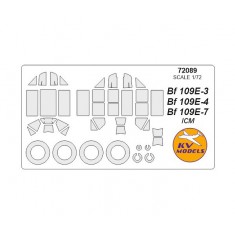 1/72 Bf-109E-3/E-4/E-7 Masking w/Wheels Masks for ICM #72131-72135