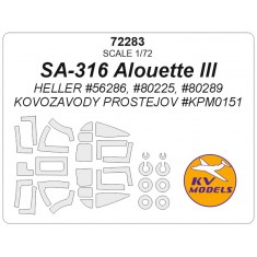 1/72 SA-316 Alouette III Masking w/Wheels Masks for Heller / Kovozavody Prostejov kits