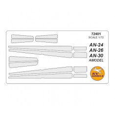 1/72 An-24/24B/24T/24RT/26 Early/Late/An-26RR/26RT/26Z/30/30D Masking for Amodel