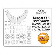 1/72 Learjet 55/55C/60XR Masking for Amodel kits