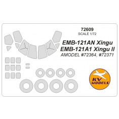 1/72 EMB-121AN Xingu/EMB-121A1 Xingu II Masking for Amodel #72364, #72371