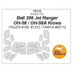 1/72 Bell 206 Jet Ranger/OH-58/OH-58A Kiowa Masking for Italeri #195, #1372/Tamiya #60712