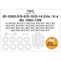 1/72 Bf-109G-5/G-6/G-10/G-14 Erla/K-4/Me 109H-1/R6 Masks for AZ Model