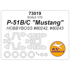 1/72 P-51B/C Mustang Mask Set (Wheels Mask Incl.) for HobbyBoss Kits