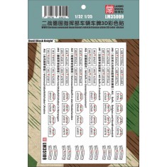 1/35 WWII German Command Vehicle Licence Plate 3D Colour Stickers