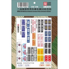 1/35 WWII US Military Vehicle Licence Plate 3D Colour Stickers