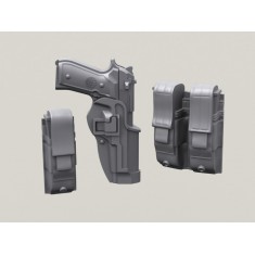 1/35 Beretta 92F in Blackhawk Serpa Holster w/Magazine Pouch set (10pcs)
