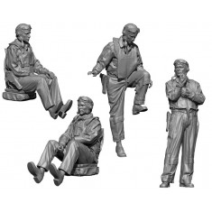 1/144 WWII US Navy Pilot Set #2 (4 Figures: Seated and Standing)