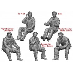 1/144 WWII US Bomber Crew Set (5 Crewmen) for B-25 / B-26
