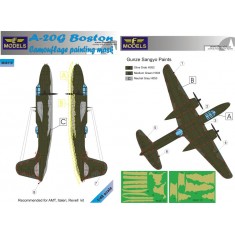 1/48 A-20G Boston Camouflage painting mask for AMT, Italeri, Revell kit.