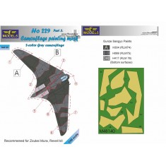 1/48 Ho 229 Camouflage Painting Mask Part 3. Grey 2-Colour Camo for Zoukei Mura/Revell kit