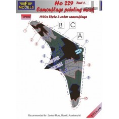 1/72 Ho 229 Part 1 Camouflage Mask 1930s 3-colour Style Camo for Zoukei Mura kit
