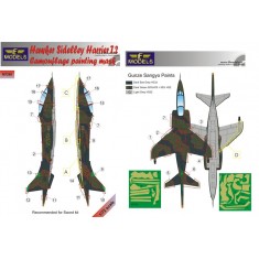 1/72 Hawker Siddeley Harrier T.2 Camo Mask for Sword/LF conversion + Hasegawa