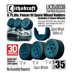 1/35 9. PzDiv Pz III Spare Wheel Holders with 3 Spare Wheels