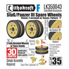 1/35 StuG/Pz III Spare Wheels 95mm w/Bases PATTERN F