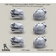 1/35 US Army PASGT Helmet with Cover w/Mount NVG PVS 7/14/15 & covered goggles