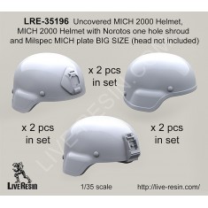 1/35 (Un)MICH 2000 Helmet,2000 Helmet w/Norotos 1 Hole Shroud, Milspec MICH Plate Big Size
