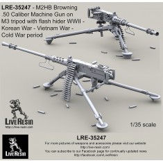1/35 WWII M2HB .50 Calibre Machine Gun on M3 Tripod with Flash Hider in Korean/Vietnam War