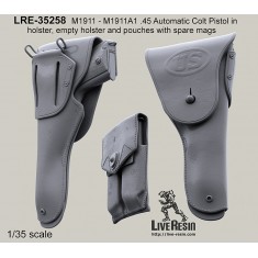1/35 M1911 - M1911A1 .45 Automatic Colt Pistol in Empty Holster & Pouches with Spare Mags