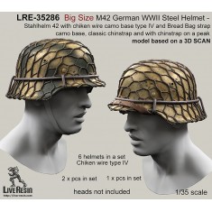 1/35 WWII German Stahlhelm 42 w/Bread Bag Strap & Chiken Wire Camo Base Type IV (Big Size)