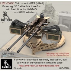 1/35 Twin Mount M2E2 (M2A1) Browning .50 Calibre Machine Gun w/Flash Hider for HMMWV & GMV
