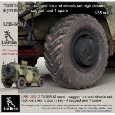 1/35 Sagged Tyres and Wheels Set (4 Sagged Tyres and Wheels and 1 Spare Tyre)