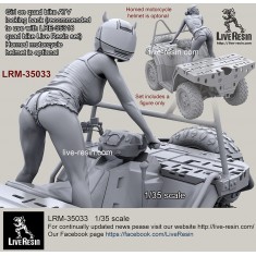1/35 Girl Rider on ATV Quad Bike - Looking Back (horned motorcycle helmet is optional)