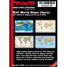 1/24 Wall World Maps Stickers (4pcs, self adhesive)