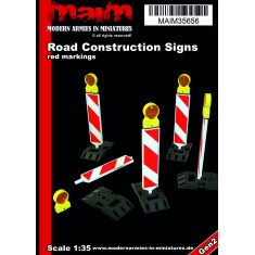 1/35 Road Construction Signs #Red Version (5pcs, resin & sticker)