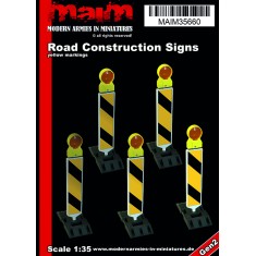 1/35 Road Construction Signs #Yellow Version (5pcs, resin & sticker)