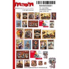 1/35 - 1/24 Pin-ups & Bikes Poster (self adhesive, retro style)