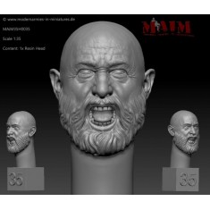1/35 Bald Head Bearded: Screaming Face Impression #0035 (1pcs)