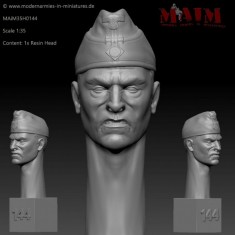 1/35 German Wehrmacht Head w/Schiffchen: Aggressive Impression #0144 (1pcs)