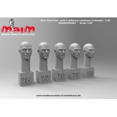 1/35 Bare Head Set with 5 Different Face Emotions (5 Heads, resin)
