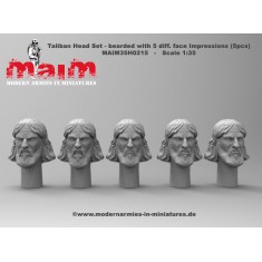 1/35 Taliban Head Set - Bearded with 5 Different Face Impressions (resin)