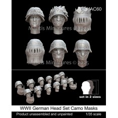 1/35 WWII German Heads with Camouflage Masks (12pcs)